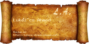 Lukács Ahmed névjegykártya