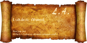 Lukács Ahmed névjegykártya